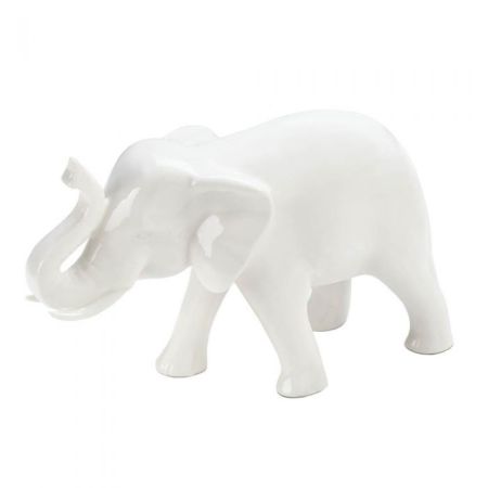 SLEEK WHITE CERAMIC ELEPHANT